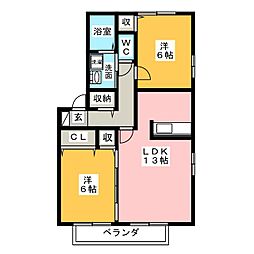 パストラル21B 2LDKの間取図画像