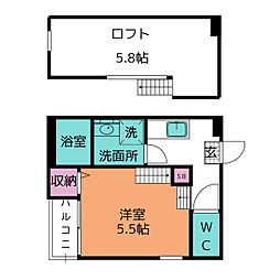 ハーモニーテラス野並 1階1Kの間取り