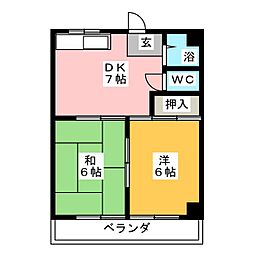富士丸マンション 2DKの間取図画像