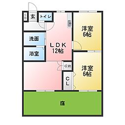 サンヒルズ神ノ倉 2LDKの間取図画像