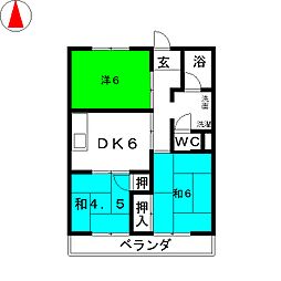 タートルヒルズ黒沢台 3DKの間取図画像