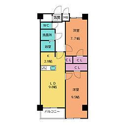 S-RESIDENCE神沢afford 2LDKの間取図画像