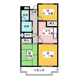 ハイネス相川 3DKの間取図画像