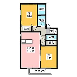 サンハイツ徳重3A 2LDKの間取図画像