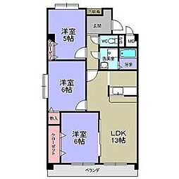 徳重セントラルビル 3LDKの間取図画像