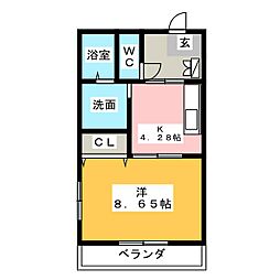 SoleilYamane 1Kの間取図画像