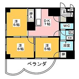 テラスレジデンス鳴海B 3DKの間取図画像