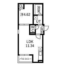 名古屋市天白区境根町アパート 1LDKの間取図画像