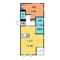 グリーンエストA棟 1LDKの間取図画像