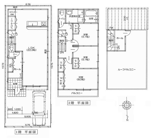 【3LDK＋屋上ルーフバルコニー付き☆】LDKゆったり22.3帖！2階に水廻り設備集約☆収納充実です♪