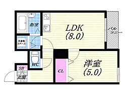 ベル甲子園口3 1LDKの間取図画像