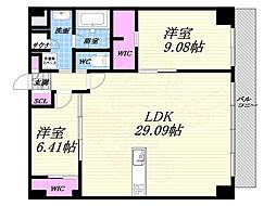 プレジオ西宮北口 2LDKの間取図画像