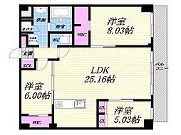 プレジオ西宮北口 3LDKの間取図画像