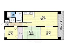 ウエスターレジデンス甲子園口プラウ 3LDKの間取図画像