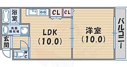 メープル甲子園 1LDKの間取図画像