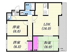 プレオ武庫川 3LDKの間取図画像