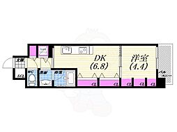 ブランTAT西宮江上町 1DKの間取図画像