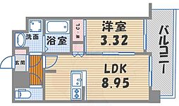 セレニテ甲子園プリエ 1LDKの間取図画像