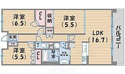 甲子園六石町ハイツ 3LDKの間取図画像