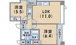 西宮アネックス 2LDKの間取図画像
