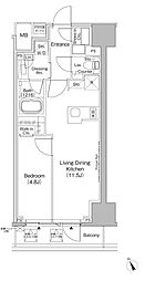ザ・パークハビオ日本橋茅場町 1LDKの間取図画像