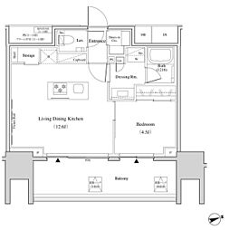 ザ・パークハビオ北千住 1LDKの間取図画像