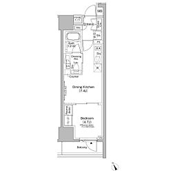 ザ・パークハビオ日本橋茅場町 1DKの間取図画像