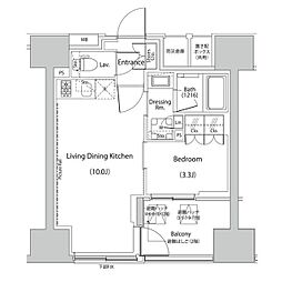 ザ・パークハビオ人形町レジデンス 1LDKの間取図画像