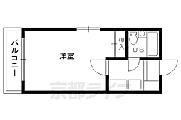 京都市営烏丸線 北大路駅 徒歩30分の賃貸マンション 3階1Kの間取り