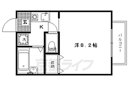 京都市営烏丸線 今出川駅 徒歩6分の賃貸アパート 2階1Kの間取り