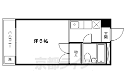 京都市営烏丸線 国際会館駅 徒歩9分の賃貸マンション 2階1Kの間取り