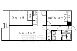 サクシード宝ヶ池 1階2LDKの間取り