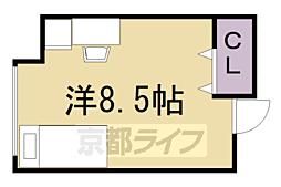 レヴィア北白川 ワンルームの間取図画像