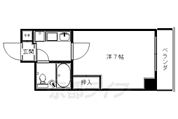 リバティ東大路 3階1Kの間取り