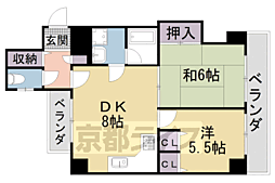 ライオンズマンション鴨川北 6階2DKの間取り