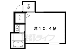 レヴィア北白川 ワンルームの間取図画像