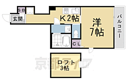 ｓｕｐｒｅｍｅ浄土寺 3階1Kの間取り