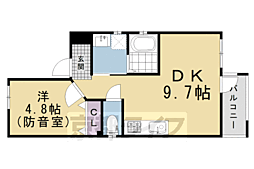 京都市営烏丸線 北大路駅 徒歩10分の賃貸アパート 1階1LDKの間取り