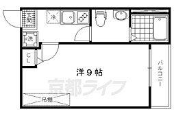 京都市営烏丸線 丸太町駅 徒歩13分の賃貸マンション 4階1Kの間取り
