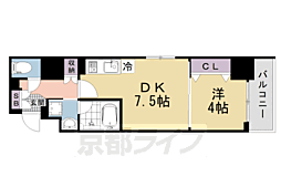 ベラジオ雅び京都円町駅前 605 6階1DKの間取り