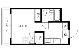 京福電気鉄道北野線 北野白梅町駅 徒歩12分の賃貸マンション 2階1Kの間取り