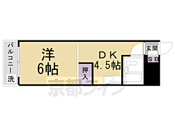 京福電気鉄道北野線 北野白梅町駅 徒歩15分の賃貸マンション 4階1DKの間取り