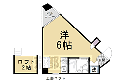京都市営烏丸線 北大路駅 徒歩10分の賃貸マンション 5階ワンルームの間取り