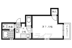 京福電気鉄道北野線 北野白梅町駅 徒歩9分の賃貸マンション 2階1Kの間取り