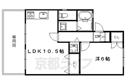 セジュールロゼット 1階1LDKの間取り