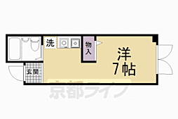京都市営烏丸線 北山駅 徒歩15分の賃貸マンション 3階1Kの間取り