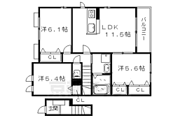 ウエストメゾンクワトロ 2階3LDKの間取り