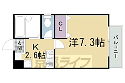 下堤谷口マンション 3階1Kの間取り