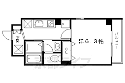 京都市営烏丸線 北大路駅 徒歩12分の賃貸マンション 4階1Kの間取り