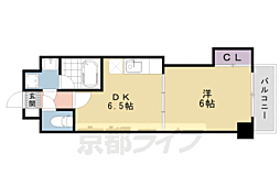JR山陰本線 二条駅 徒歩10分の賃貸マンション 5階1DKの間取り
